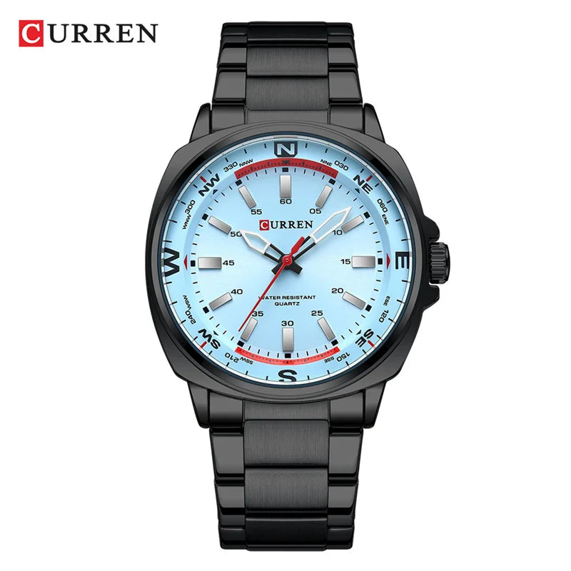 Relógio luxuoso Masculino CURREN ,Relógio de Quartzo com Pulseira de Aço Inoxidável com Luz Noturna e à Prova d'Água.
